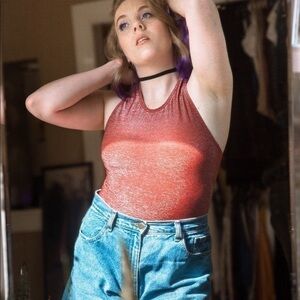 Motionwear Red Sparkle Halter Top